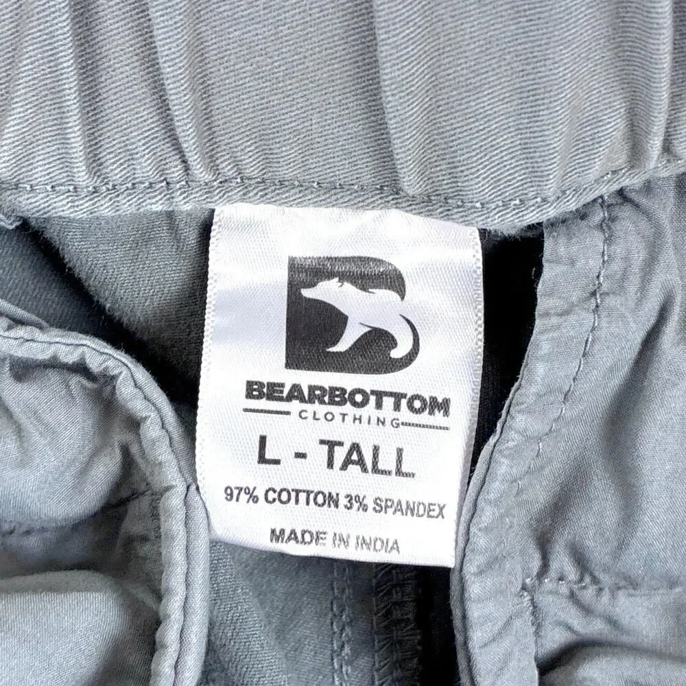 Bear Bottom Pants Mens L Tall Gray Pull On Elastic Waist Chino Preppy Classic